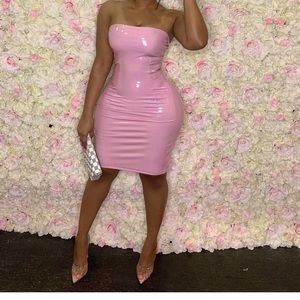 Latex baby pink dress